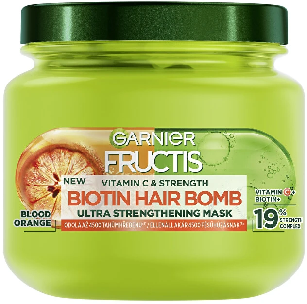 Garnier „Fructis“ vitaminų ir stiprumo biotino plaukų bombos kaukė
