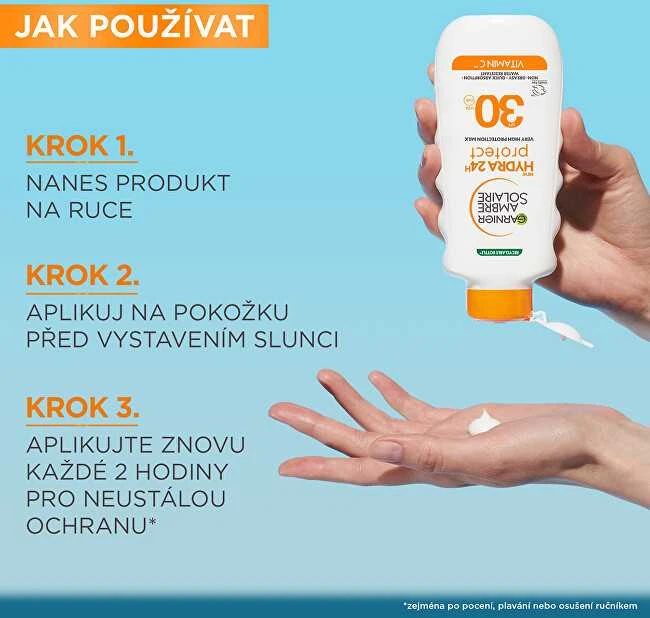 Garnier Apsauginis pienelis nuo saulės SPF 30 „Ambre Solaire Hydra 24h Protect“ (stipriai apsaugotas pienelis) 175 ml