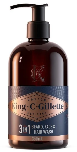 King C Gillette Barzdos ir Veido Prausiklis 3in1, 350 ml