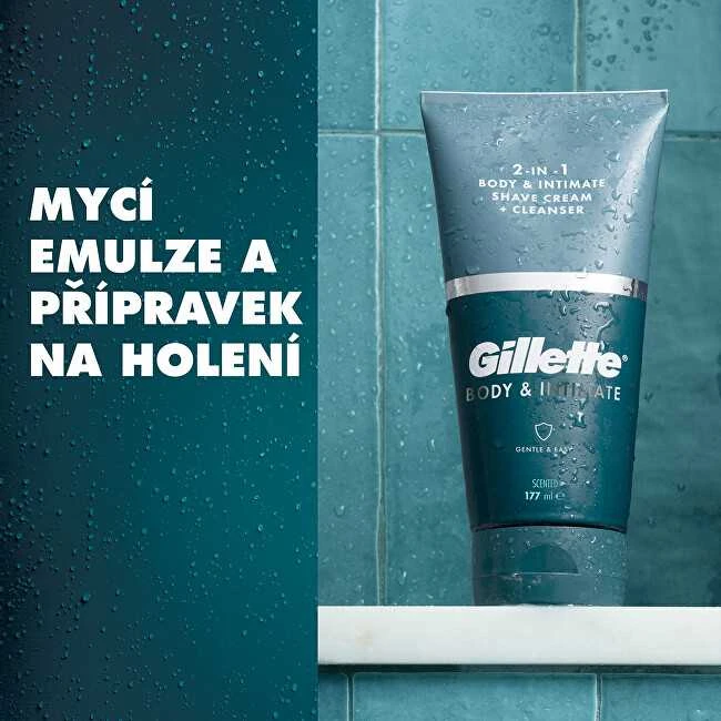 Gillette Body & Intimate Pubic 2in1 Skutimosi Kremas ir Valiklis, 177 ml