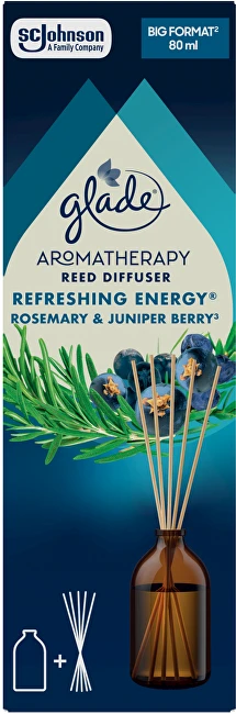 Glade Aromatherapy Reeds gaivinančios energijos difuzorius su lazdelėmis, 80 ml