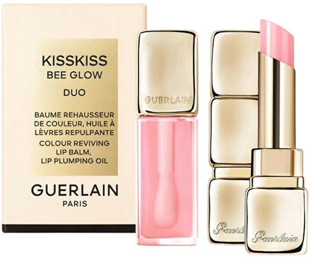 Set Guerlain: Kiss Kiss Bee Glow Glossy Lip Oil 258 Rose Glow 9.5 ml + Kiss Kiss Bee Glow Glossy Lūpų balzamas 258 Rose Glow 3.2 g