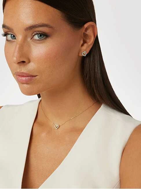 Guess Auksuoti auskarai „Heart Jardin“ JSBE04455JWYGT/U