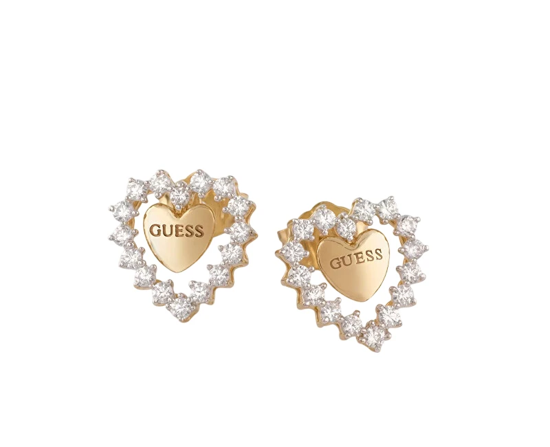 Guess Auksuoti auskarai „Heart Jardin“ JSBE04455JWYGT/U