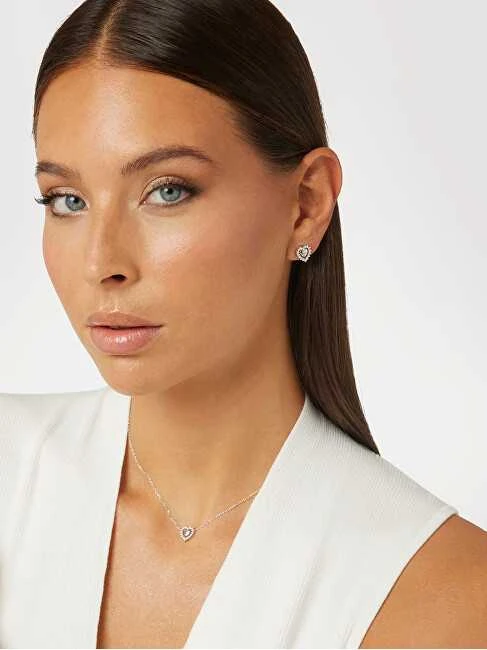Guess Sidabriniai auskarai „Heart Jardin“ JSBE04458JWRHT/U