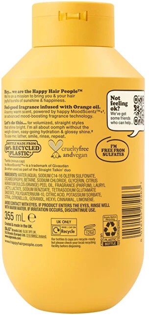 Happy Hair People „Straight Talkin`“ šampūnas tiesiems plaukams, suteikiantis apimties, 355 ml