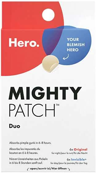 Hero Pleistrai odos trūkumams Mighty Patch Duo (The Original & Invisible Hydrocolloid Patches) 12 vnt.