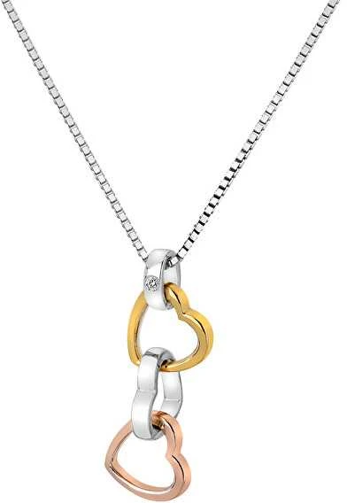 „Hot Diamonds Enamored“ trispalvis pakabukas Trio Triple Heart DP836 (grandinėlė, pakabukas)