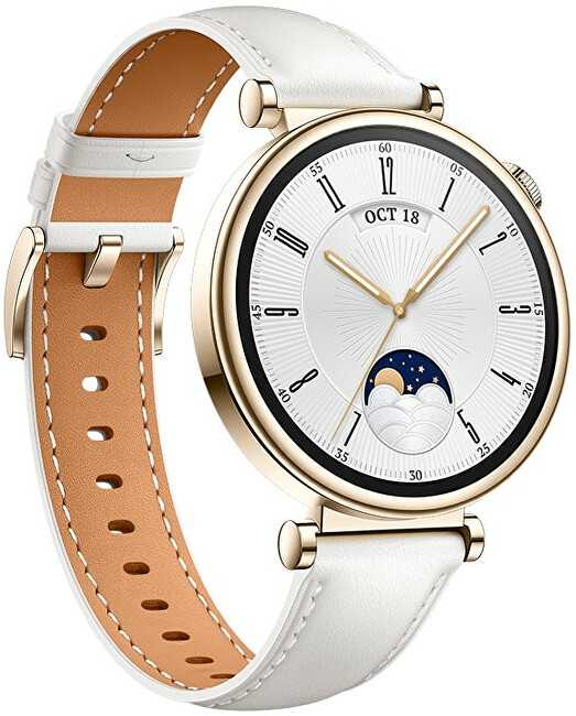 HUAWEI WATCH GT4 41mm Gold White Leather Armband