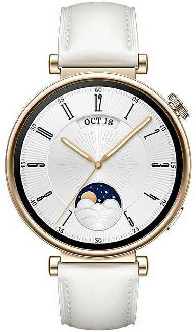 HUAWEI WATCH GT4 41mm Gold White Leather Armband