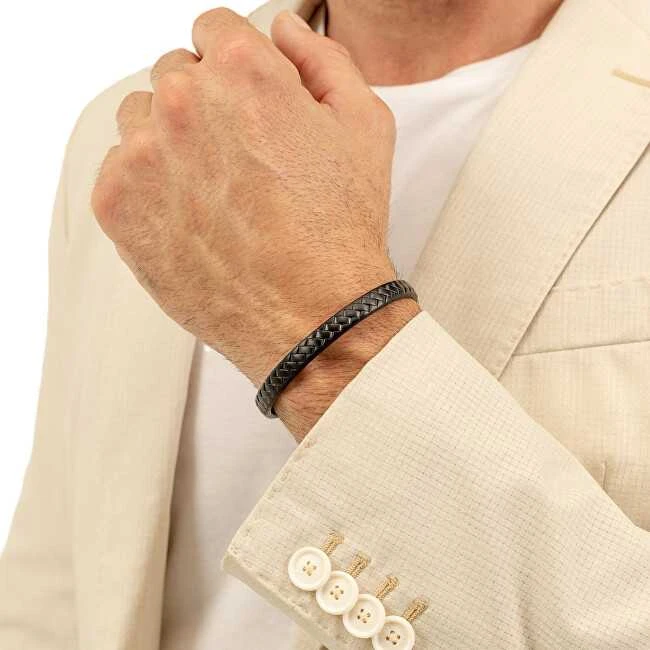 Hugo Boss Juoda vientisa vyriška apyrankė 1580673
