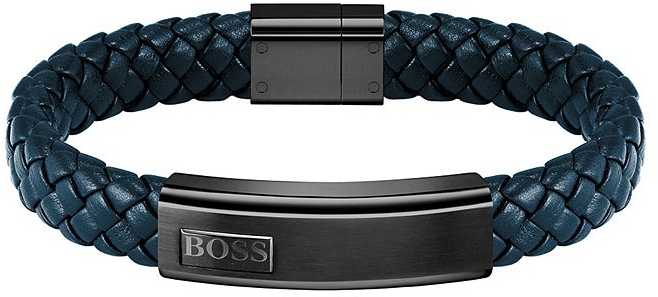 Hugo Boss tamsiai mėlyna odinė apyrankė Lander 1580179M
