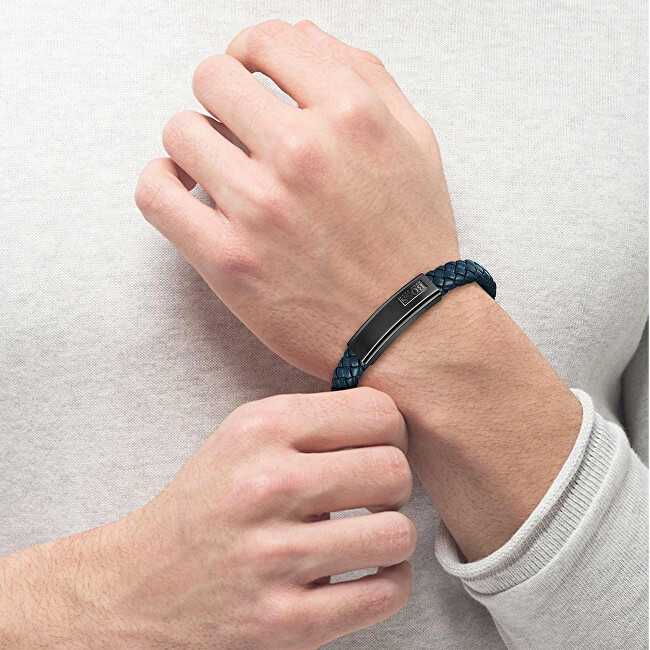 Hugo Boss tamsiai mėlyna odinė apyrankė Lander 1580179M
