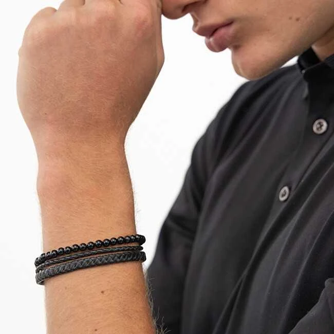 Hugo Boss Triguba juoda vyriška apyrankė „Sphere“ 1580786