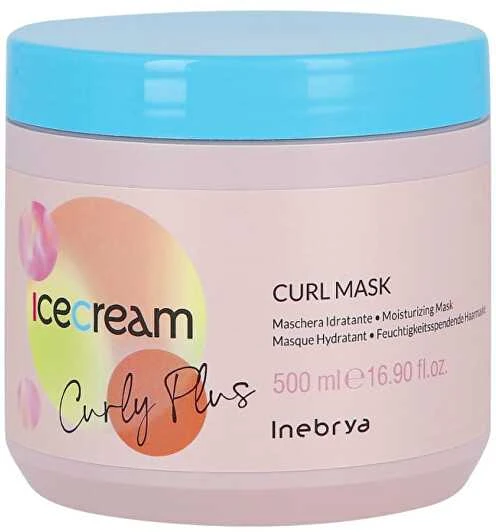 Inebrya Ice Kreminis Skirtas garbanotiems plaukams Plus - produktų asortimentas gražiems ir sveikiems garbanotiems plaukams, 500 ml