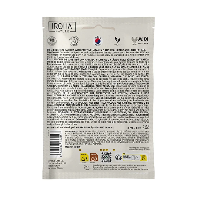 „Iroha Nature“ kofeino paakių pleistrai, 8 ml