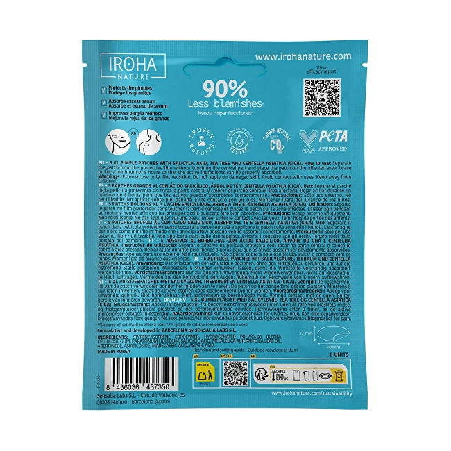 Iroha ACNE PRONE SKIN hidrokoloidinės pleistrys XL 5 vnt.
