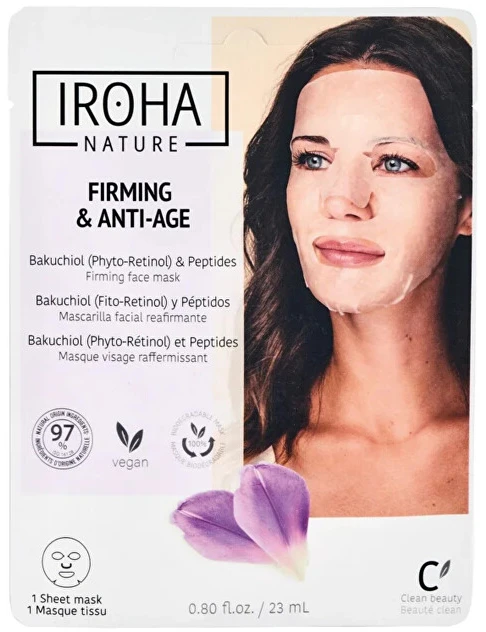 Veido kaukė Iroha Tissue Face Mask With Bakuchiol & Peptides, su bakuchioliu ir peptidais, 23 ml
