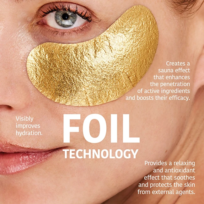 Stangrinamoji paakių kaukė Iroha Nature Gold Anti-age, folijinė, su 24K auksu ir kolagenu, 2 vnt.
