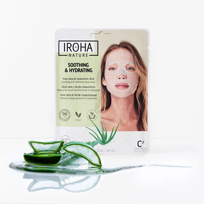 Veido kaukė Iroha Nature Soothing & Hydrating, su alaviju ir hialurono rūgštimi, 20 ml