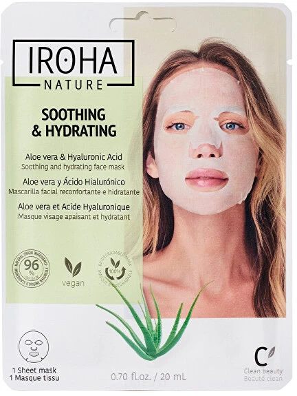 Veido kaukė Iroha Nature Soothing & Hydrating, su alaviju ir hialurono rūgštimi, 20 ml