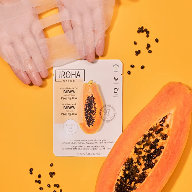 Iroha PAPAYA PEELING AHA tissue facial mask 1 u