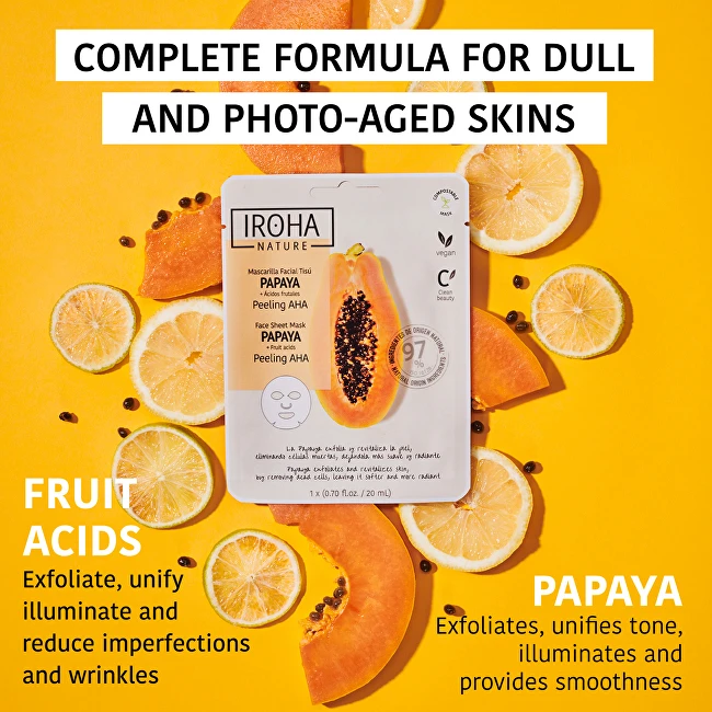 Iroha PAPAYA PEELING AHA tissue facial mask 1 u