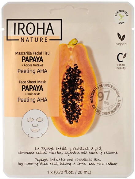 Iroha PAPAYA PEELING AHA tissue facial mask 1 u