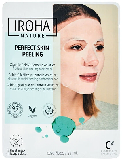 Veido kaukė Iroha Tissue Face Mask With Glycolic Acid & Centella, su glikolio rūgštimi ir Azijine centele, 23 ml