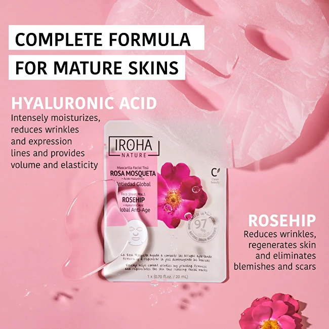 Iroha ROSEHIP veido kaukė su erškėtuogių aliejumi, 1 vnt.