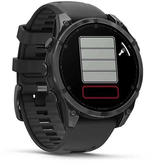 Išmanusis laikrodis Garmin Fenix 8 – 47 mm, AMOLED Skalūno pilkos spavos korpusas su juodu silikono dirželiu