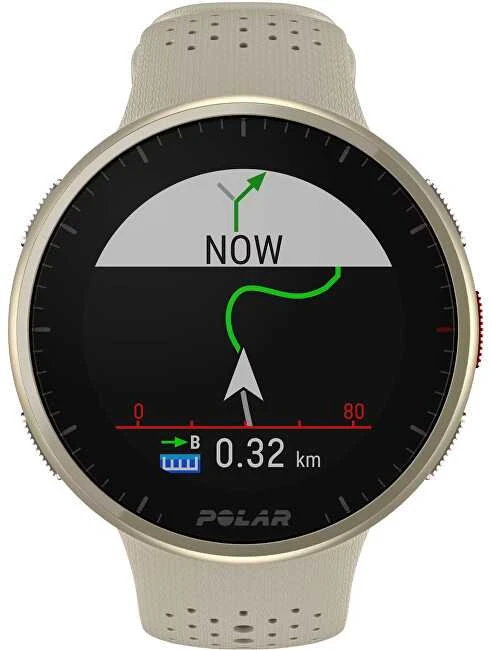 Išmanusis laikrodis Polar Pacer Pro, S/L dydis, Auksinės spalvos korpusas su kreminės spalvos silikoniniu dirželiu