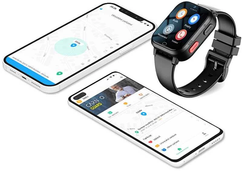 Išmanusis laikrodis senjorams Carneo SeniorSafe 4G + GPS, Juodos spalvos