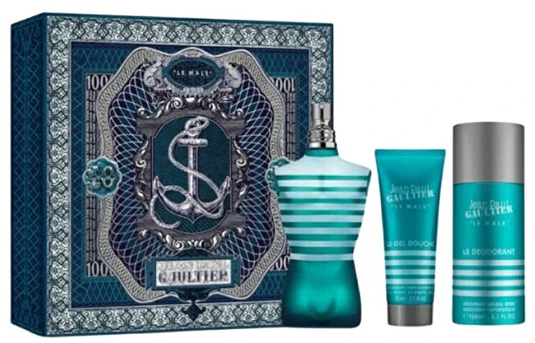 Jean Paul Gaultier Le Male rinkinys vyrams (EDT, 125 ml + dušo želė, 75 ml + dezodorantas, 150 ml)