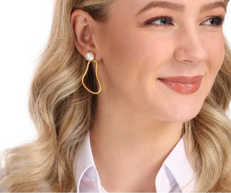 Jwl Luxury Pearls Asimetriniai paauksuoti auskarai su tikrais gėlavandeniais perlais JL0853