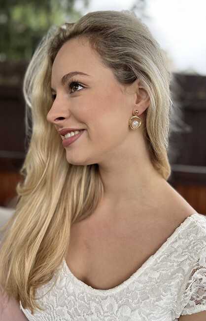 Jwl Luxury Pearls Asimetriški paauksuoti auskarai su tikrais baroko perlais JL0723