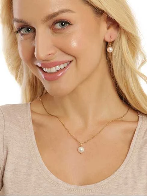 Jwl Luxury Pearls Gražūs paauksuoti auskarai su tikrais baltais perlais JL0678