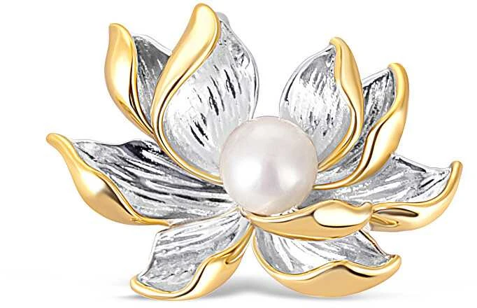 Jwl Luxury Pearls Graži dvispalvė sagė su perlu 2in1 lotoso gėle JL0698