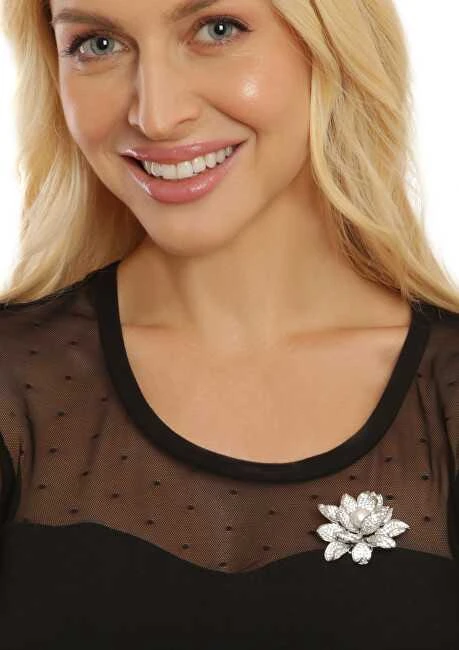 Jwl Luxury Pearls Graži sagė su perlu 2in1 Lotoso gėlė JL0697