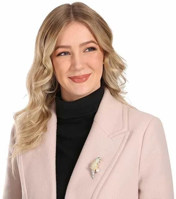 Jwl Luxury Pearls Žavinga paauksuota papūgos sagė su tikrais perlais JL0870