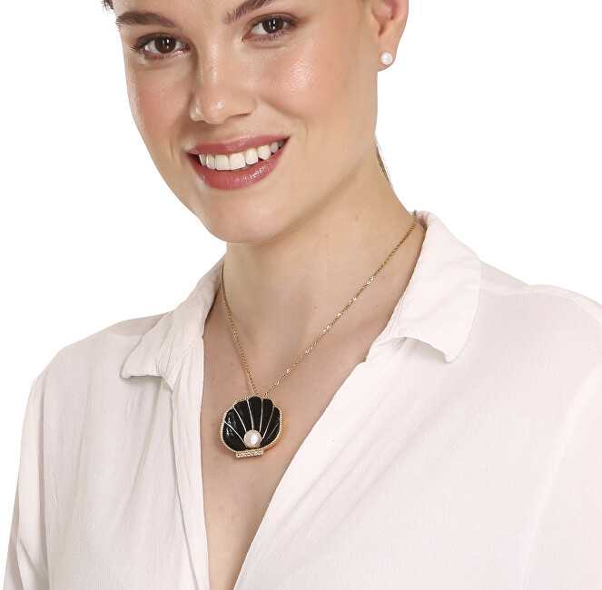 Jwl Luxury Pearls Žavi paauksuota kriauklių sagė su perlu 2in1 JL0764
