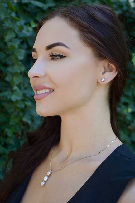 Jwl Luxury Pearls 3 porų perlinių auskarų rinkinys su nuolaida - balta, lašiša, violetinė JL0426