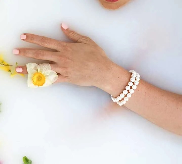 Jwl Luxury Pearls Dviguba/dviejų eilių tikroji balto perlo apyrankė JL0598