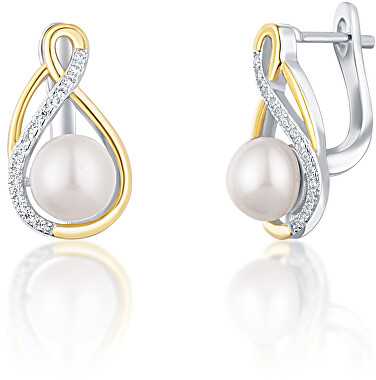 Jwl Luxury Pearls Elegantiški dvispalviai auskarai su tikrais perlais JL0721