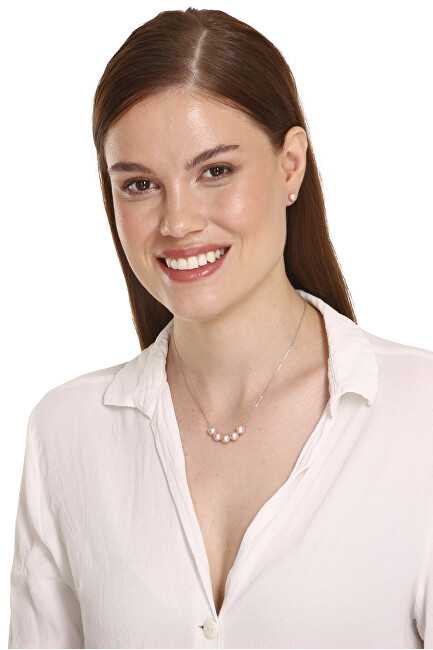 Jwl Luxury Pearls Puikus sidabrinis karoliai su rožiniais upės perlais JL0784