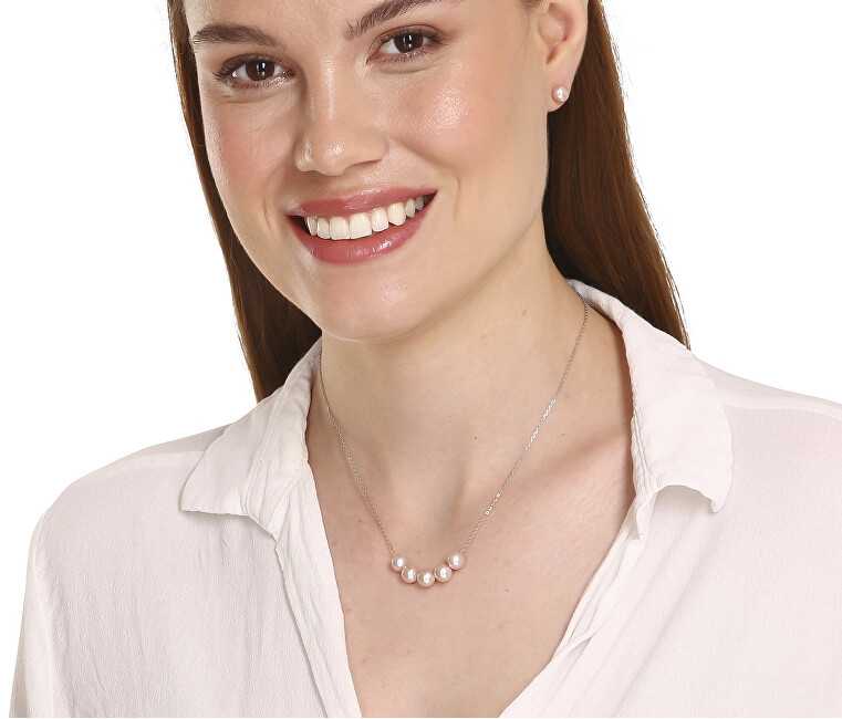 Jwl Luxury Pearls Puikus sidabrinis karoliai su rožiniais upės perlais JL0784