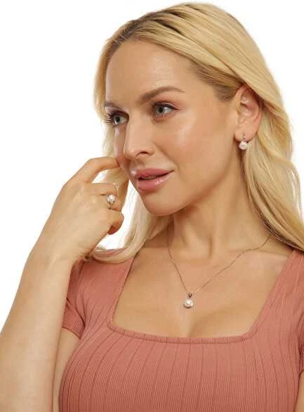 Jwl Luxury Pearls Švelnus karoliai su tikru baltu perlu JL0676 (grandinė, pakabukas)