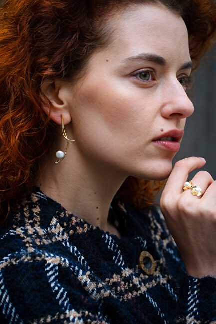 Jwl Luxury Pearls Ilgi paauksuoti auskarai su tikrais baroko perlais JL0682