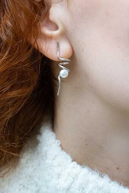 Jwl Luxury Pearls Ilgi sidabriniai perlų auskarai JL0620