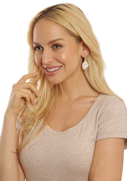 Jwl Luxury Pearls Prabangūs auskarai su tikru baroko perlu JL0688